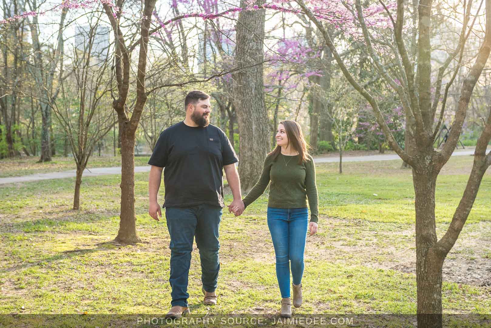 casual spring engagement photos