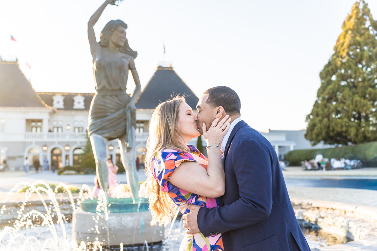 Chateau Elan Proposal in front of statue at front of venue