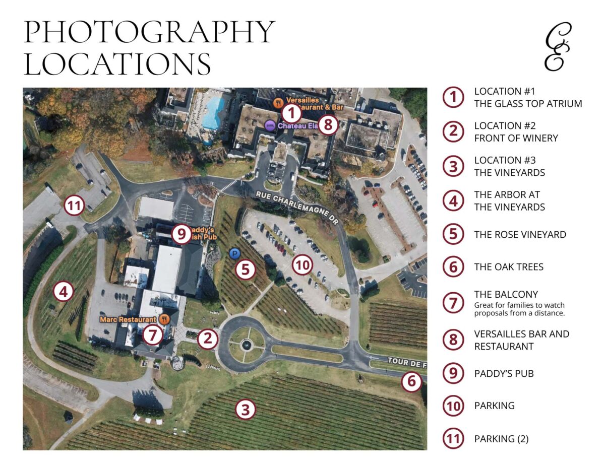 Chateau Elan Photography Locations Map