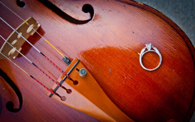 Orchestra Themed Engagement Photos at Marietta Square