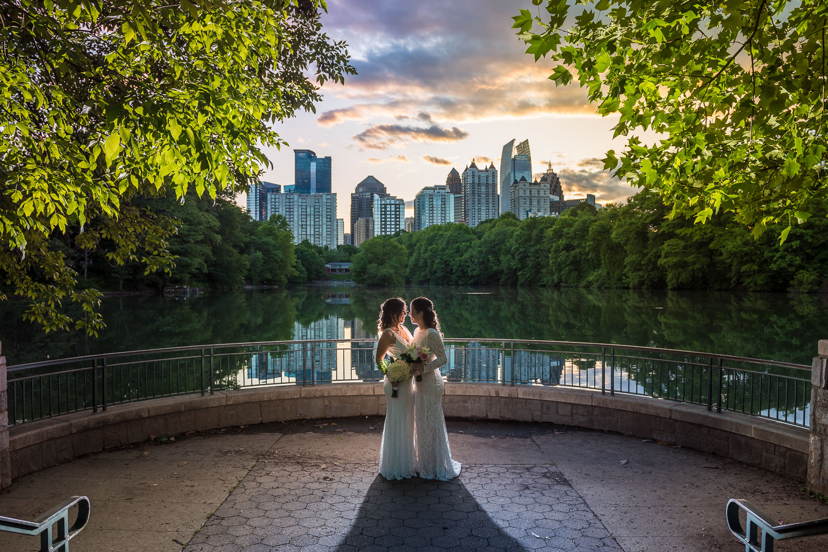Piedmont Park Weddings - lgbtq with Atlanta city skyline