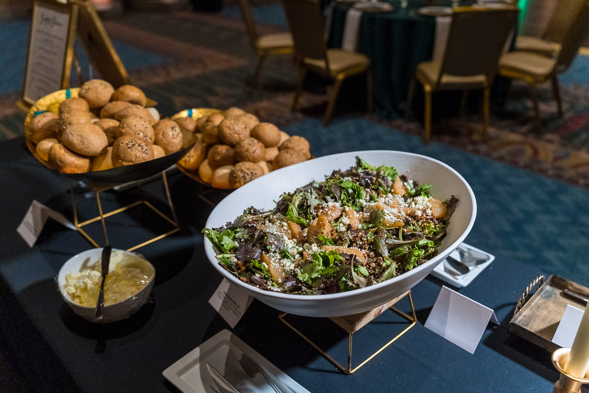 Proof of the Pudding Review photos of salad and bread rolls