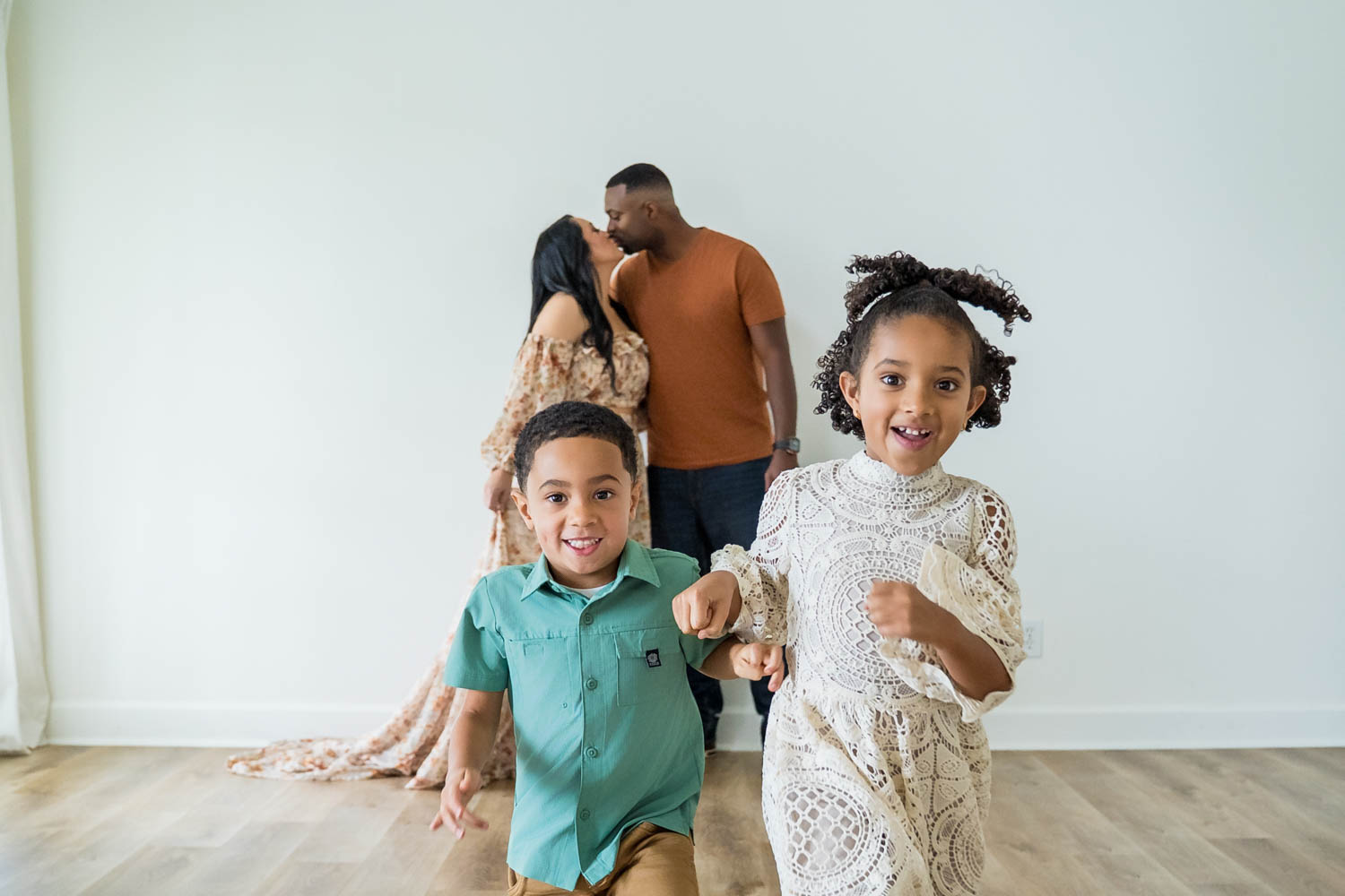 Children running in the Lounge Room in the Farmhouse at Prospect Farms