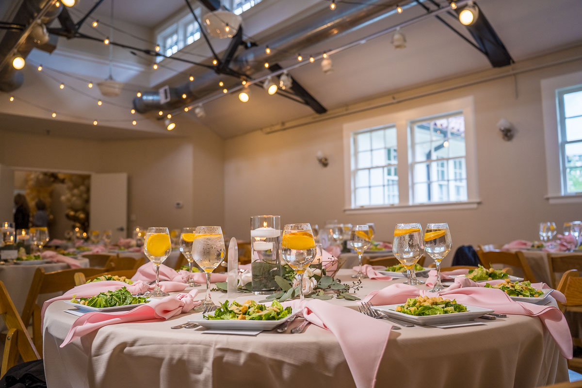 A table scape for a wedding at the Solarium at Historic Scottish Rite in Decatur, GA