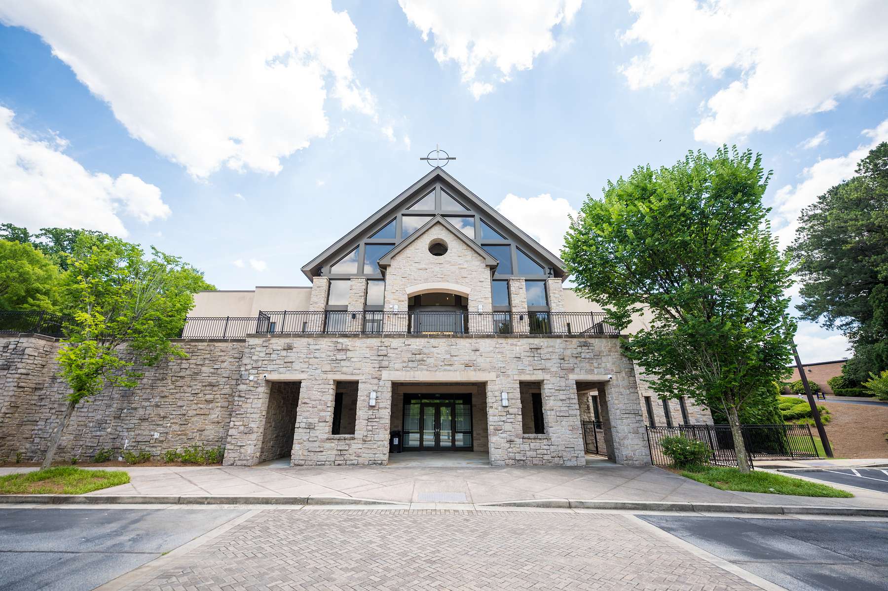Exterior of the church at Immaculate Heart of Mary in Atlanta