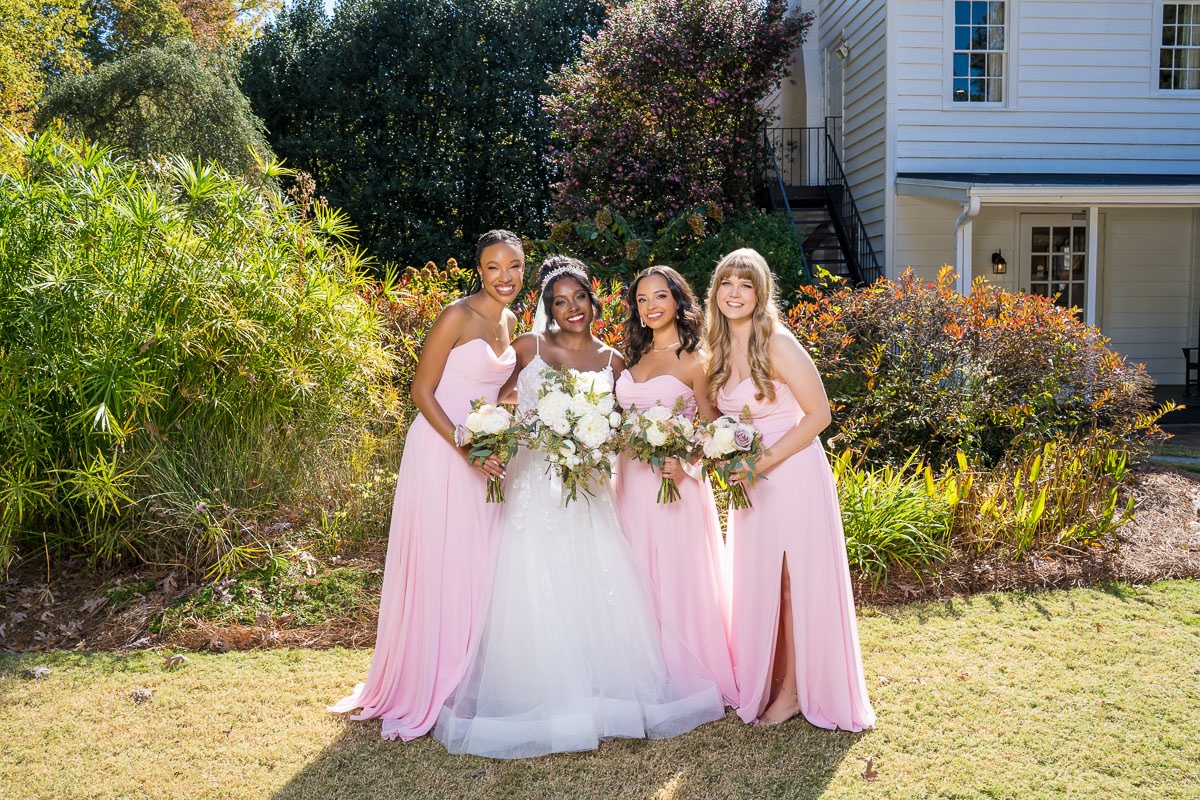 black wedding photography atlanta with bride and bridesmaids