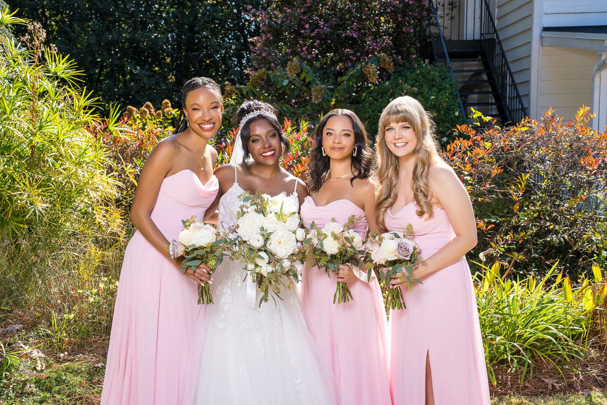 black wedding photography atlanta with bride and bridesmaids