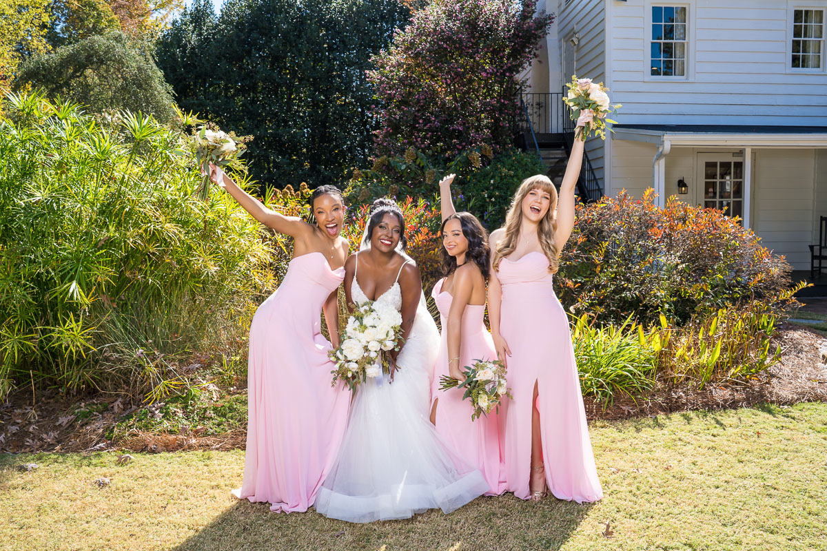 multiple skin tones in bride and bridesmaids portraits in Black Wedding Photography Atlanta
