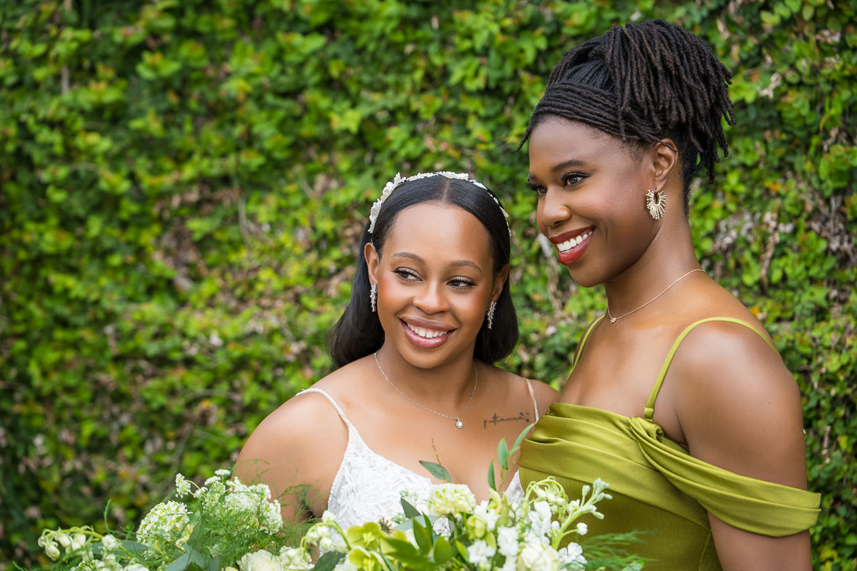 black wedding photography Atlanta with black bride and bridesmaid
