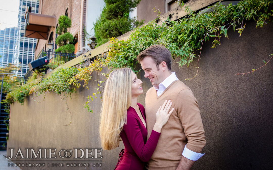 Fall Engagement Photos in Downtown Buckhead