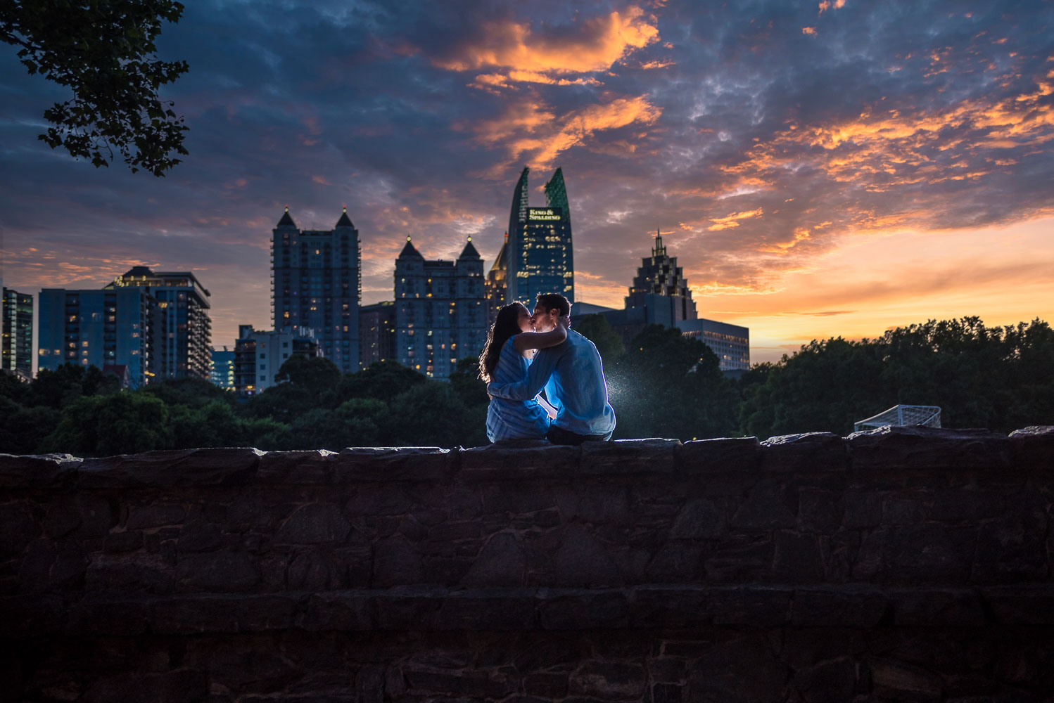Engagement Photo Ideas with skyline at sunset
