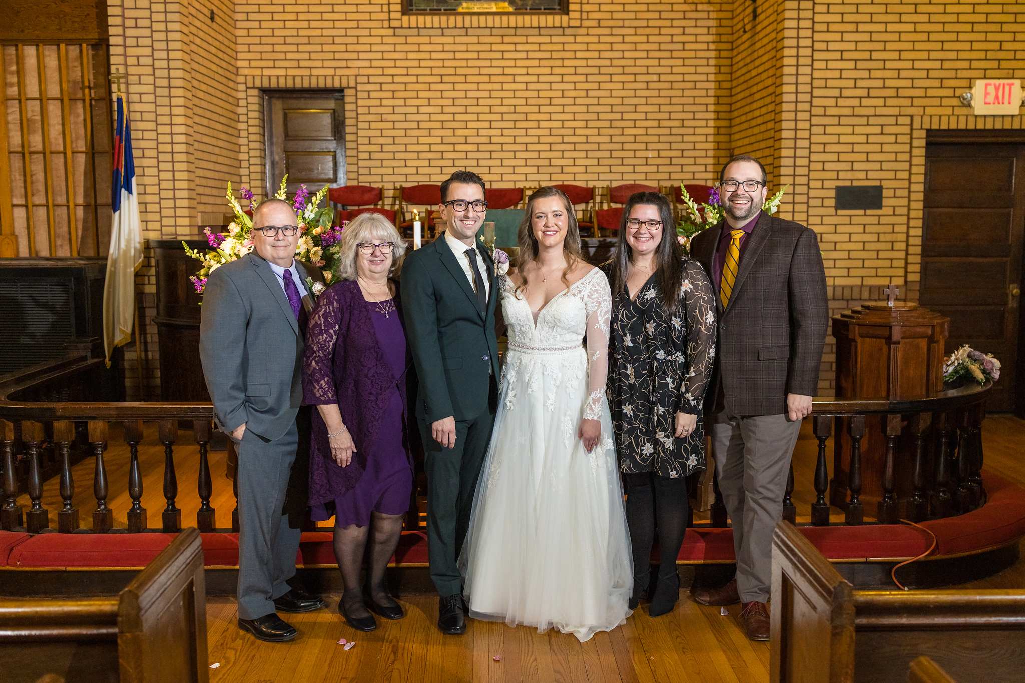 Extended family portrait at the altar rail at Fayetteville First United Methodist Church
