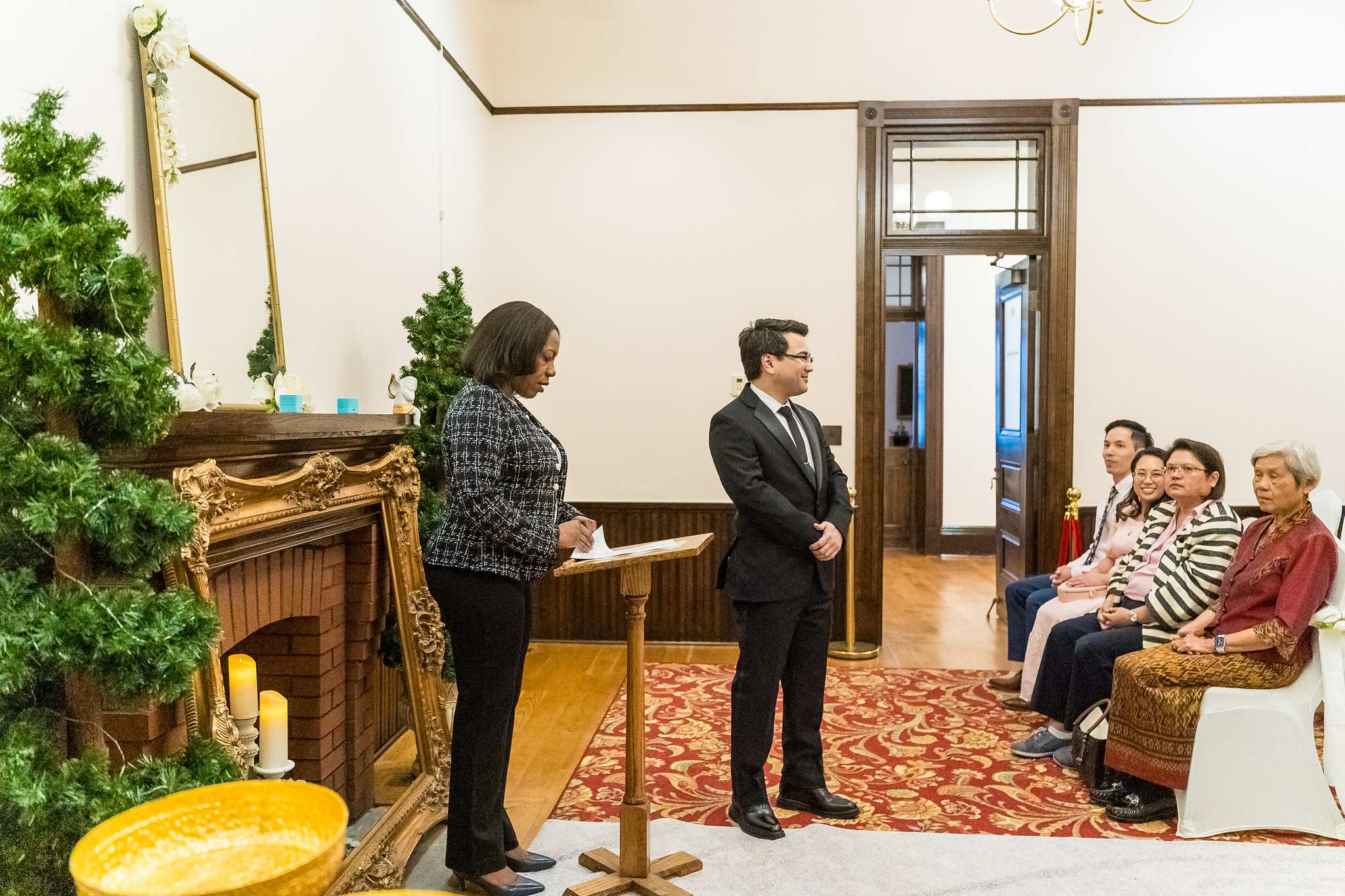 Wedding ceremony room set up inside the Gwinnett Historic Courthouse