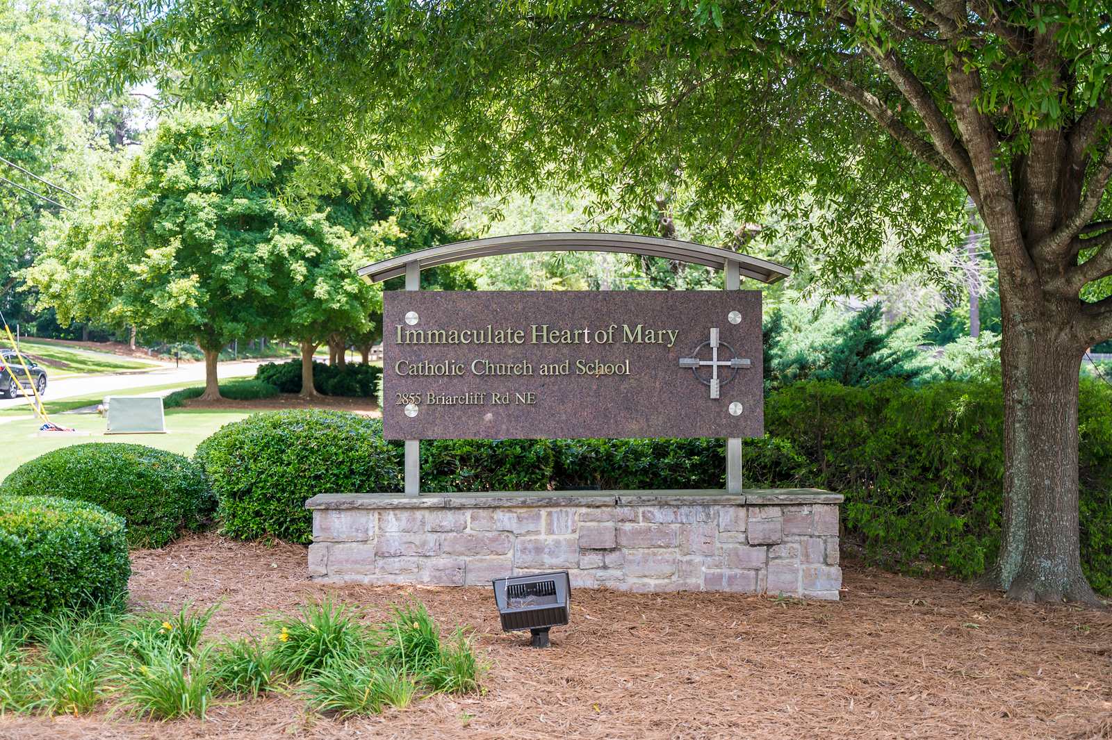Immaculate Heart of Mary Catholic Church sign in Atlanta