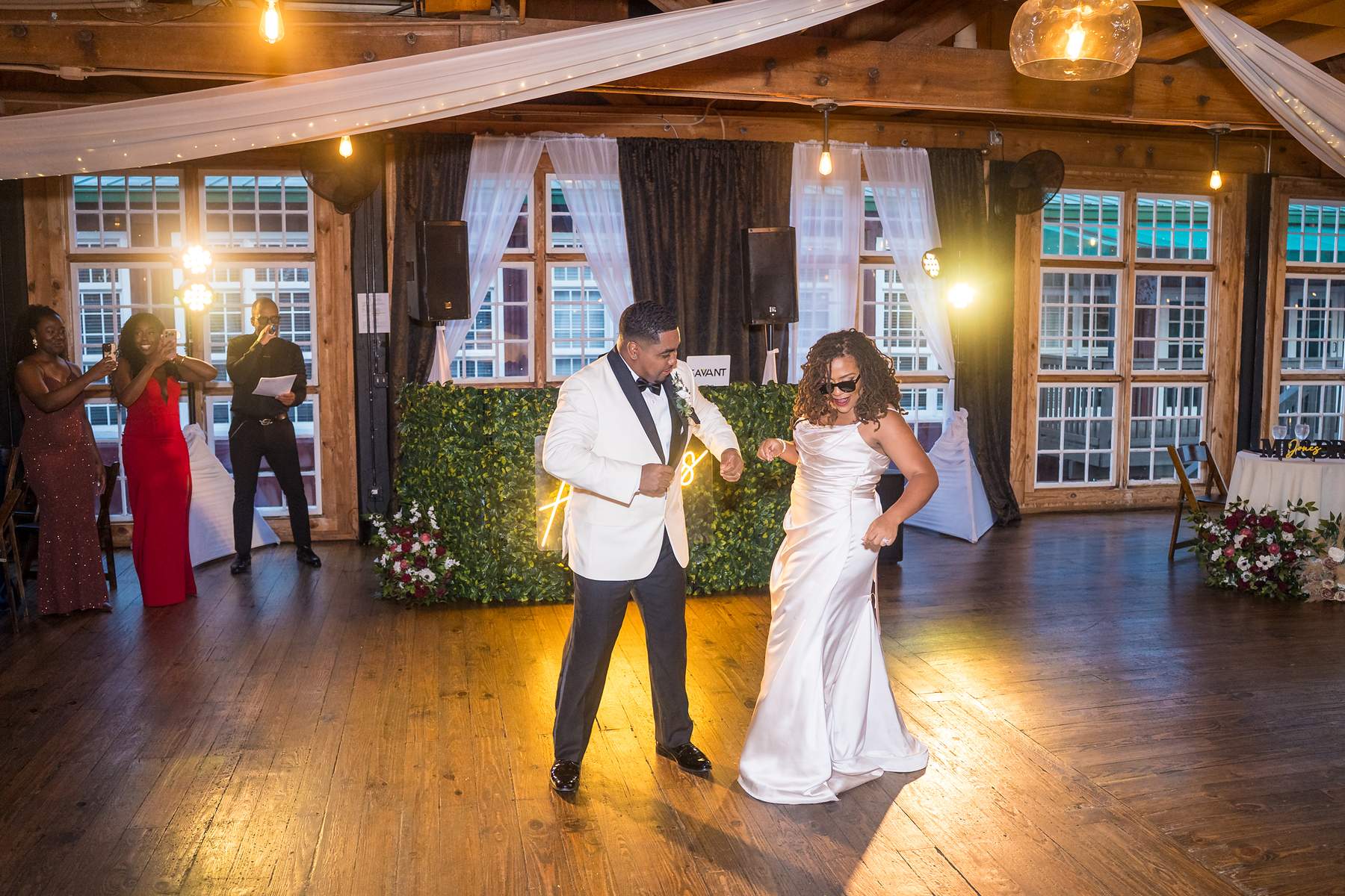 First dance in the reception room at Ivy Hall at Roswell Mill