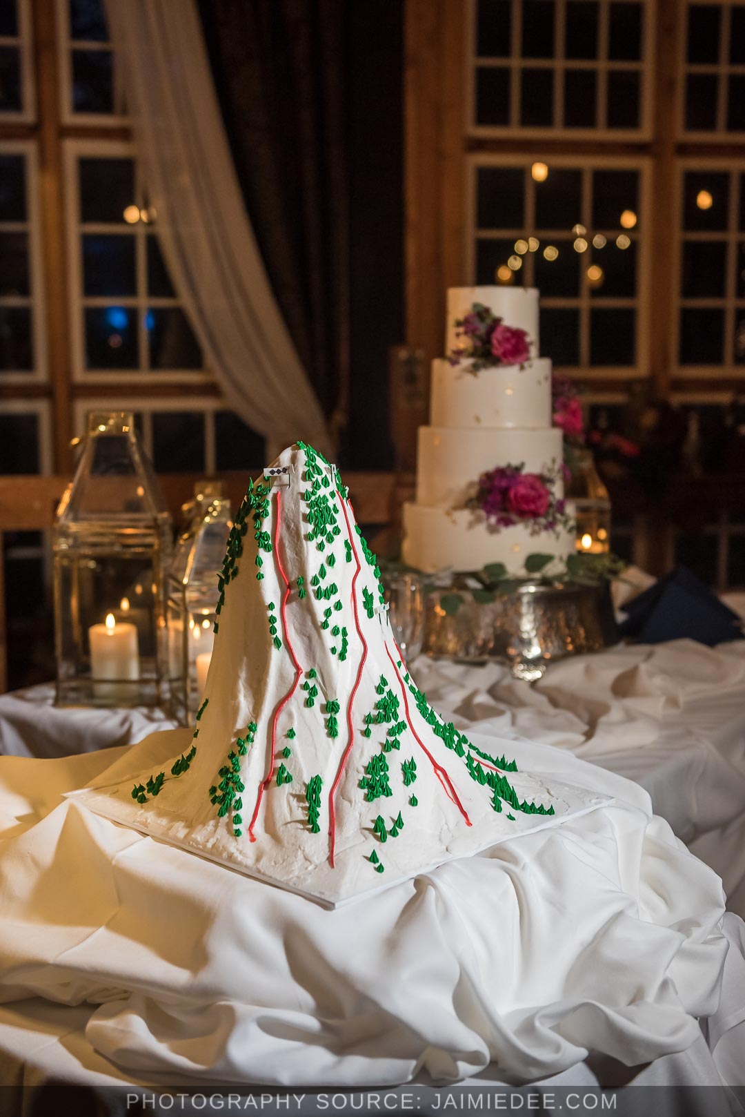 Ivy Hall Roswell Wedding Pictures - creative groom cake, ski slope