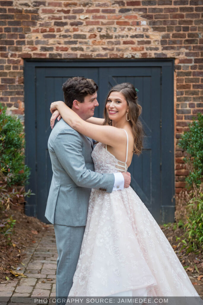 Ivy Hall Roswell Wedding Pictures - couple at old mill park