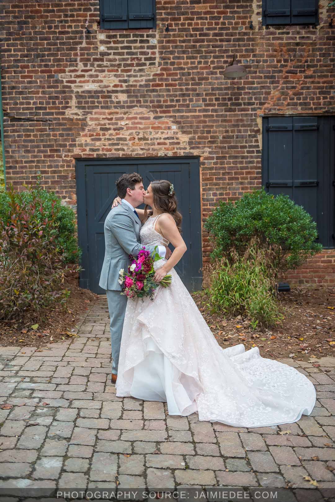 Ivy Hall Roswell Wedding Pictures - couple at old mill park