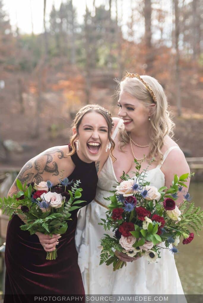 Rocky's Lake Estate Wedding Venue - bridal party portrait with maid of honor/ best friend