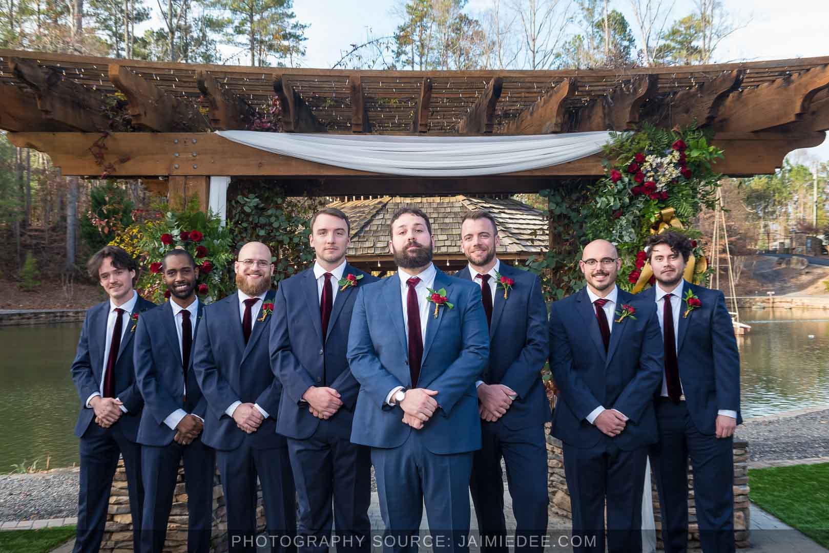 Rocky's Lake Estate Wedding Venue - bridal party portrait with groomsmen