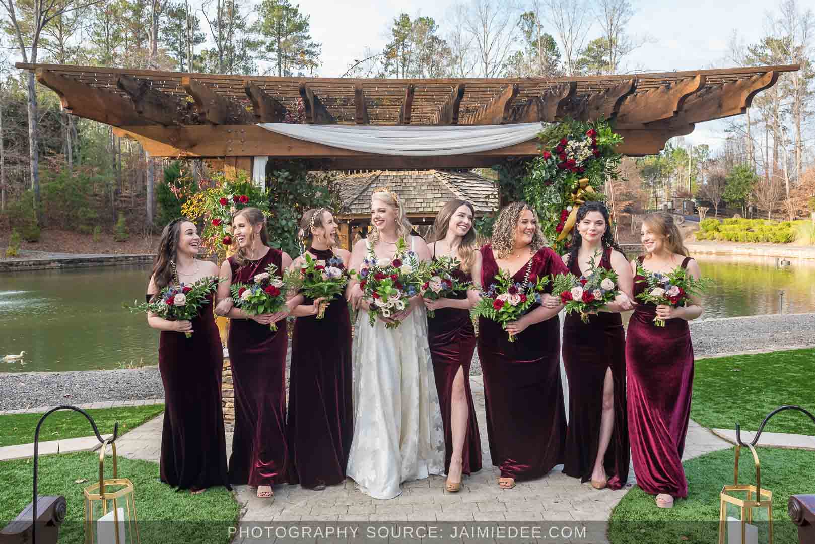 Rocky's Lake Estate Wedding Venue - bridal party portrait with bridesmaids - candid style