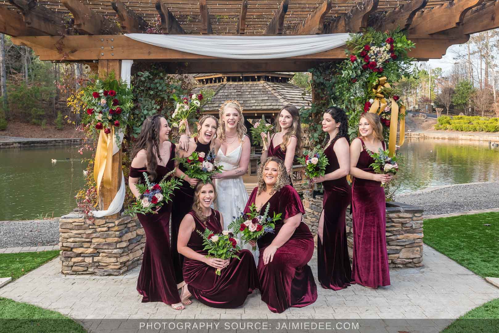 Rocky's Lake Estate Wedding Venue - bridal party portrait with silly bridesmaids