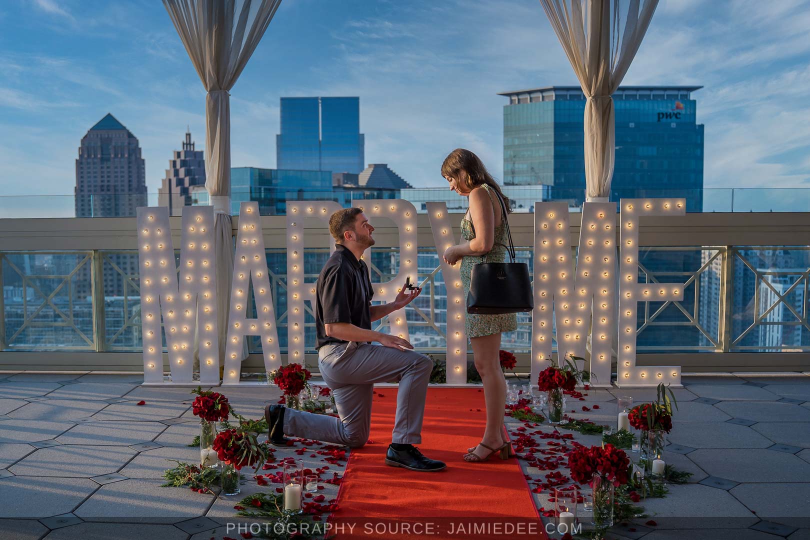 rooftop proposal Atlanta at Peachtree Club