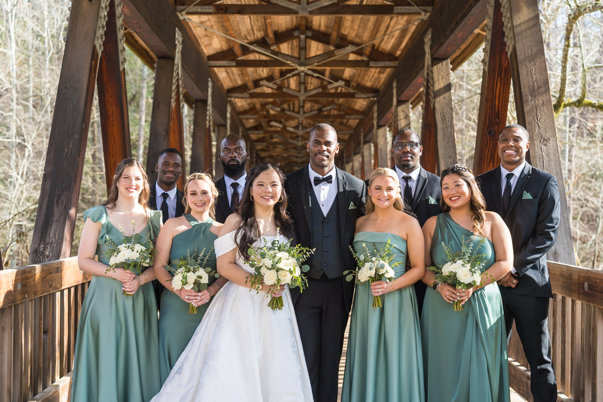 Natural light at covered bridge area at Roswell Mill Club Wedding