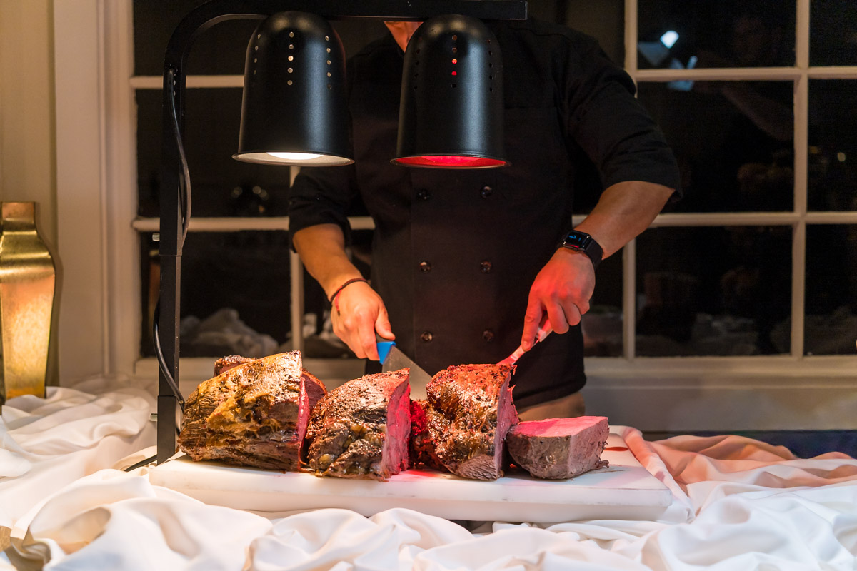 Events Catering Meat Carving station at Roswell Mill Club Wedding