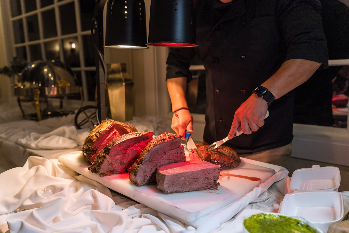 Events Catering Meat Carving station at Roswell Mill Club Wedding