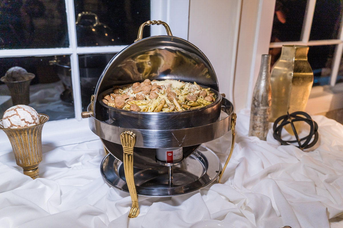 Events Catering Pesto Pasta Station at Roswell Mill Club Wedding