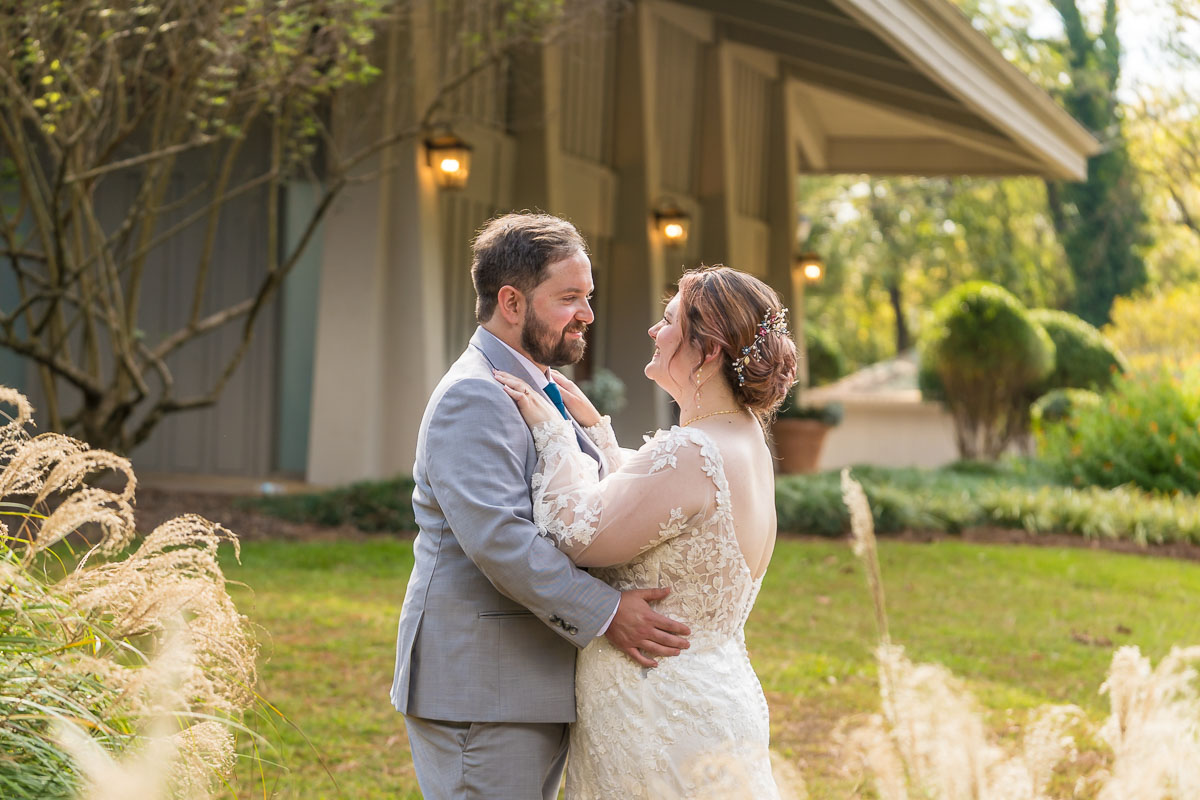 Roswell River Landing wedding photos in front of Wedding Venue Building