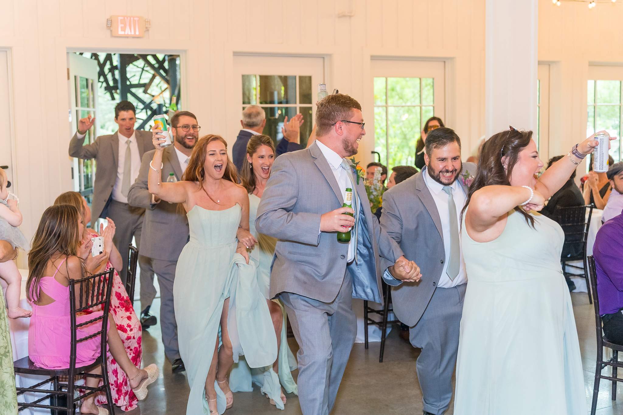Guests dancing at a wedding reception in the Giaquinto Event Center
