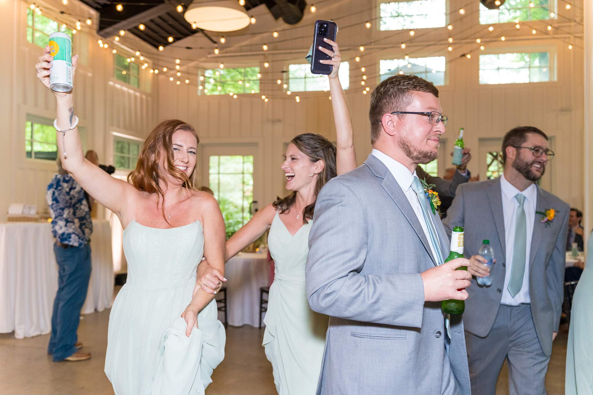 Bridesmaids dancing in the Giaquinto Event Center at Shiloh Gardens