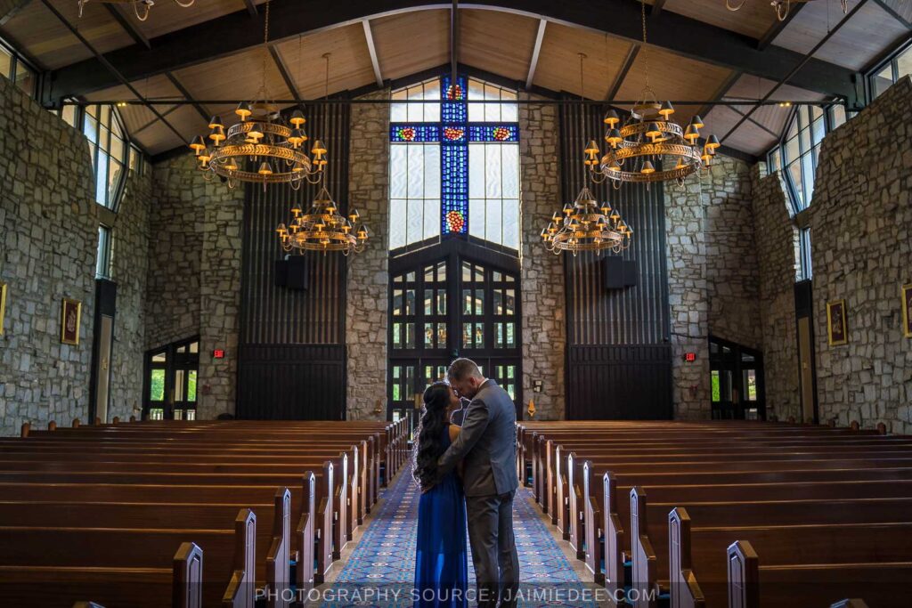 Summer Engagement Photos - Indoors in a church