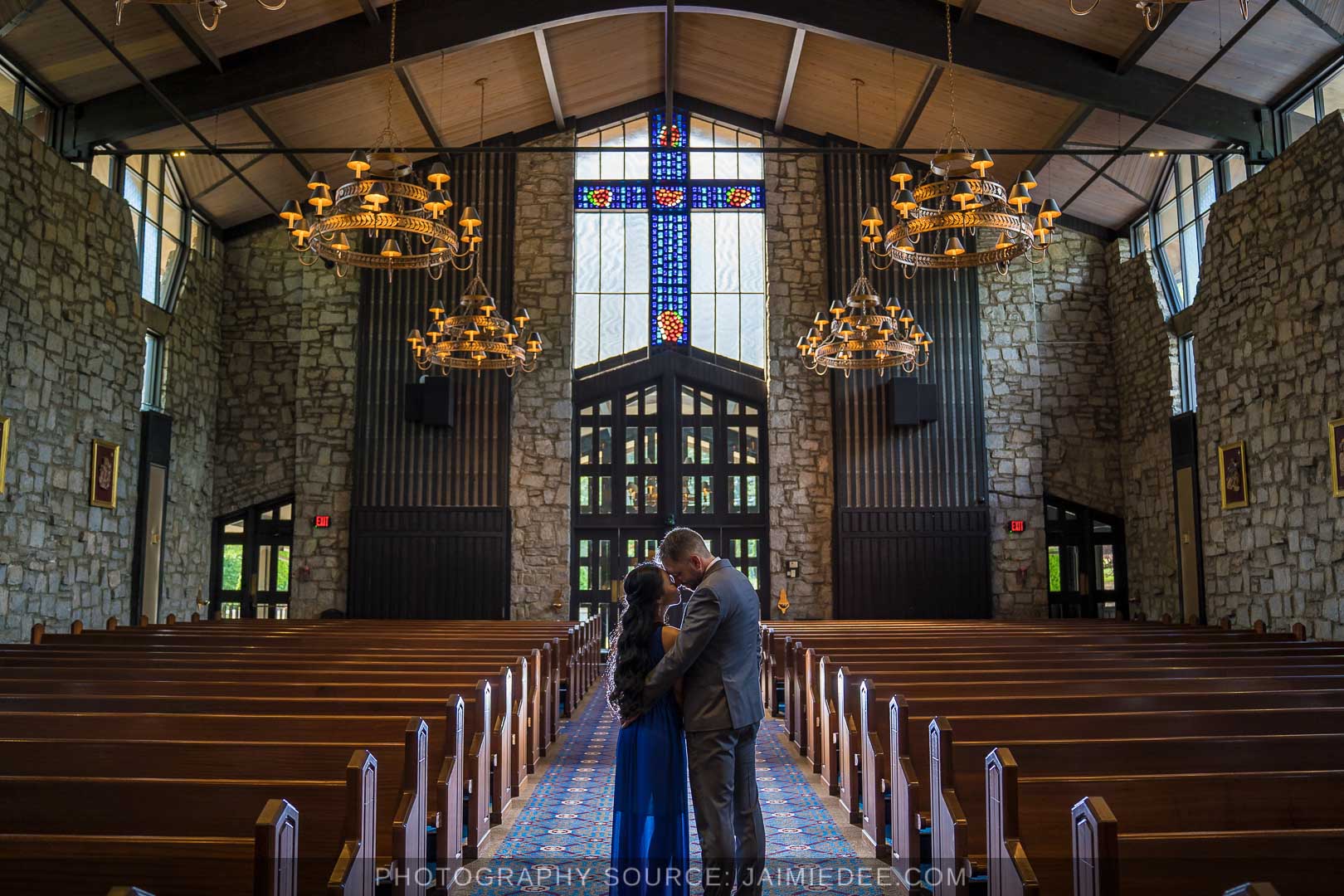 Summer Engagement Photos - Indoors in a church