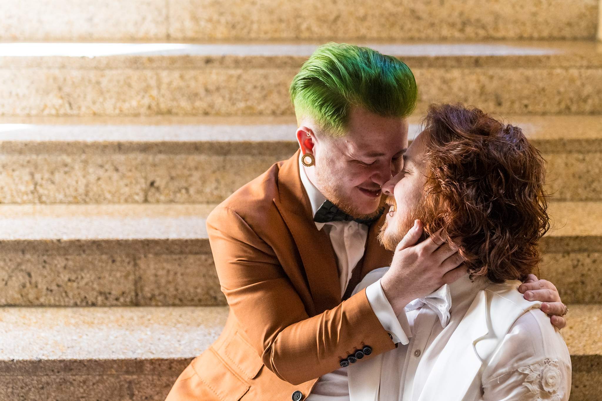 Close couple portrait on the stairs at a Fox Theatre wedding