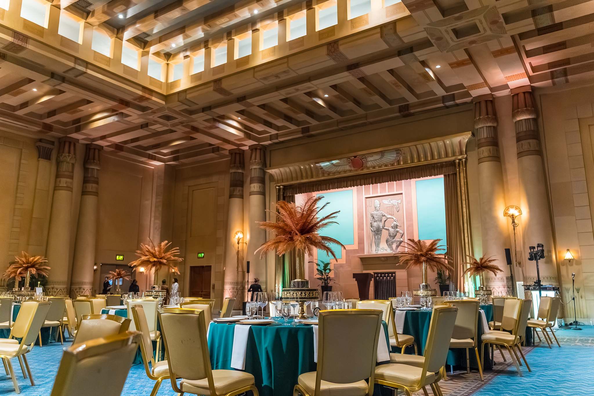 Egyptian Ballroom set for a wedding reception at the Fox Theatre