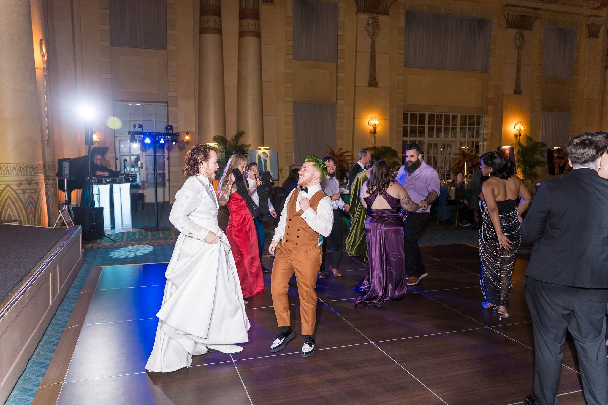 Guests dancing at a Fox Theatre wedding reception