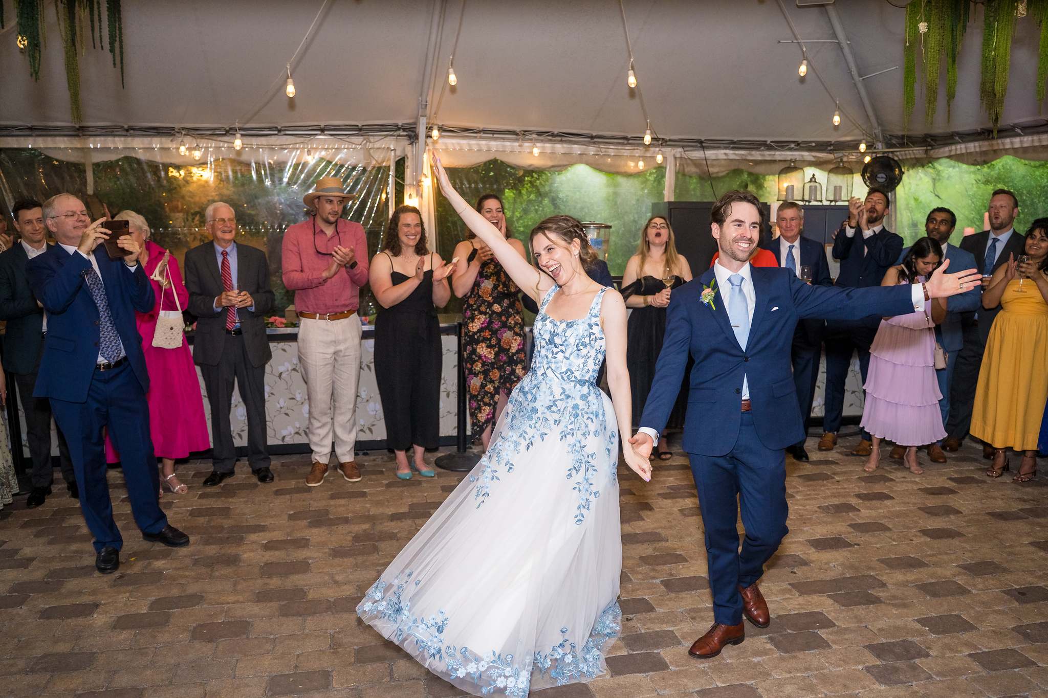 First dance under the reception tent at Wahoo! Grill in Decatur